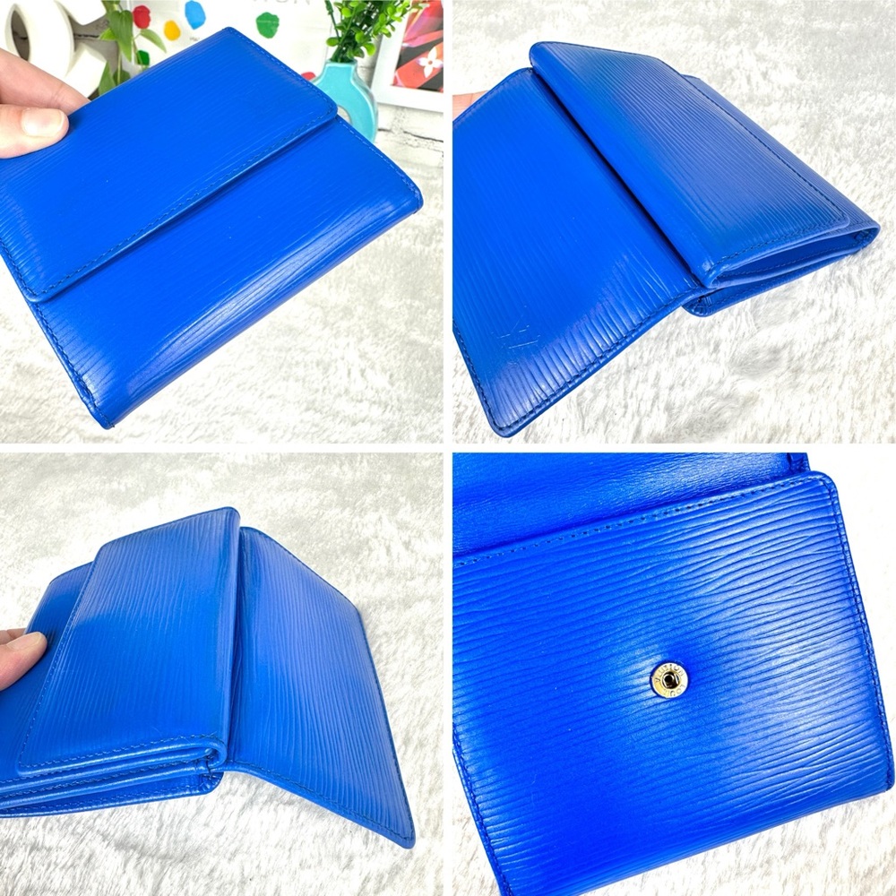 Louis Vuitton Epi Leather Blue Compact Trifold Wallet VINTAGE. NICE! - Picture 4 of 16
